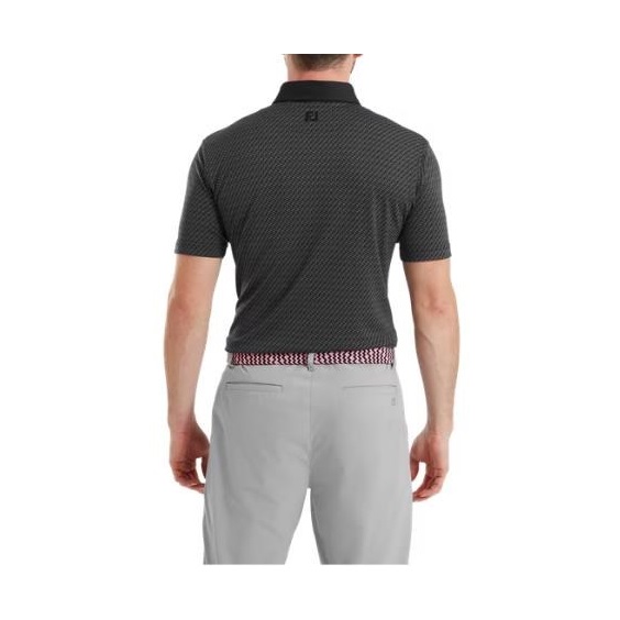 FootJoy Star Geo Jacquard Herren Poloshirt, schwarz