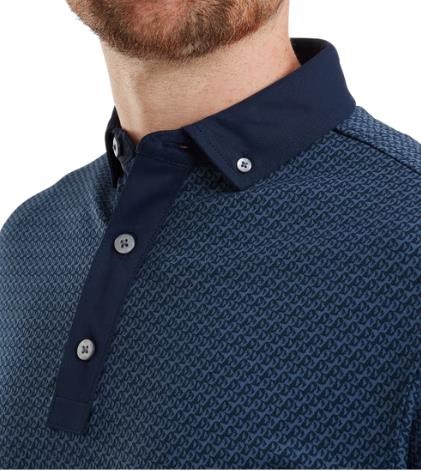 FootJoy Star Geo Jacquard Herren Poloshirt, dunkelblau