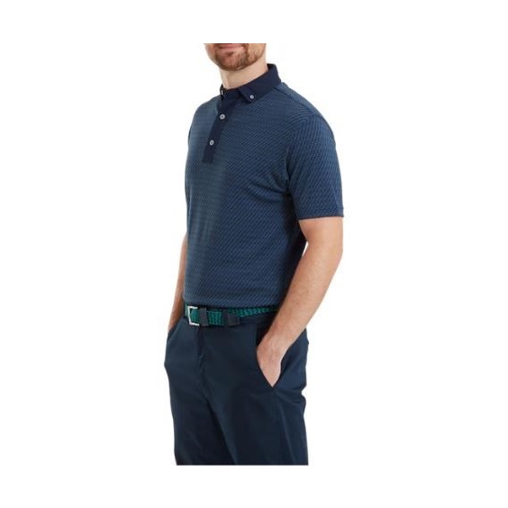 FootJoy Star Geo Jacquard Herren Poloshirt, dunkelblau