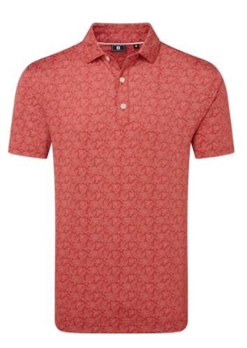 FootJoy Wingtip Floral Lisle Herren Poloshirt, nantucket red/white