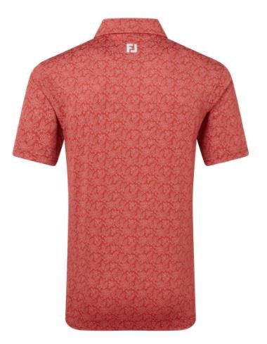 FootJoy Wingtip Floral Lisle Herren Poloshirt, nantucket red/white