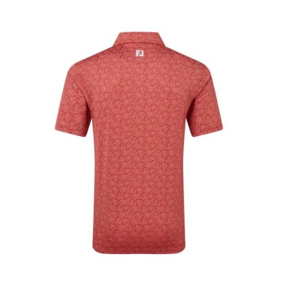 FootJoy Wingtip Floral Lisle Herren Poloshirt, nantucket red/white