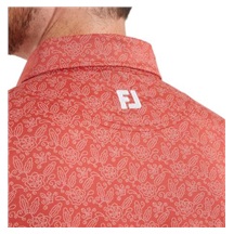 FootJoy Wingtip Floral Lisle Herren Poloshirt, nantucket red/white