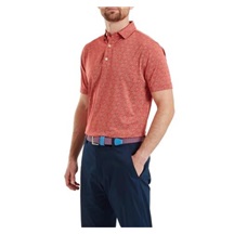 FootJoy Wingtip Floral Lisle Herren Poloshirt, nantucket red/white