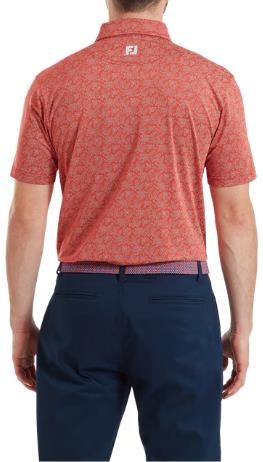 FootJoy Wingtip Floral Lisle Herren Poloshirt, nantucket red/white