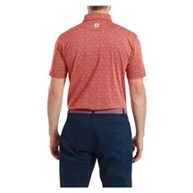 FootJoy Wingtip Floral Lisle Herren Poloshirt, nantucket red/white