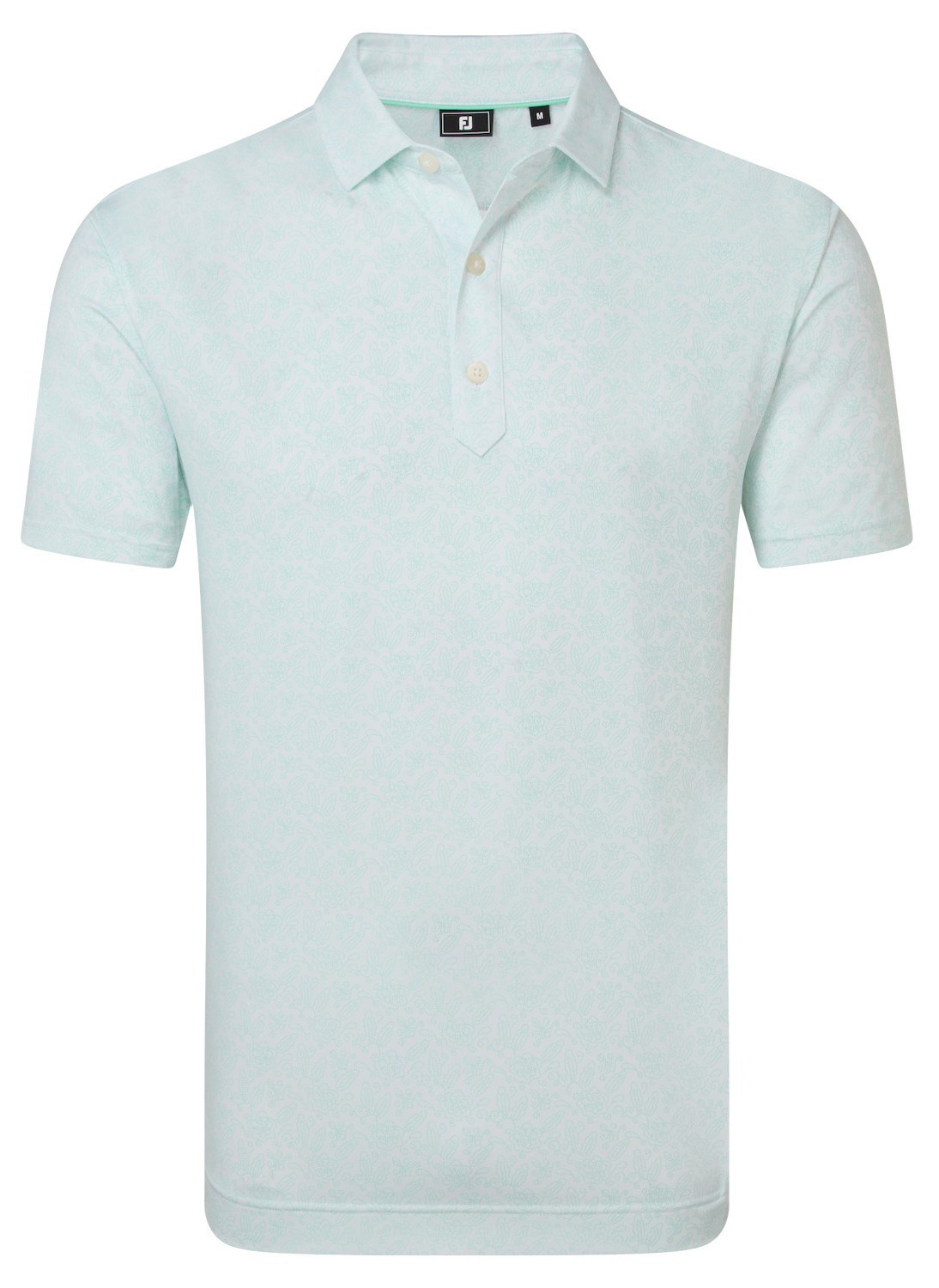 FootJoy Wingtip Floral Lisle Herren Poloshirt, white/sea glass