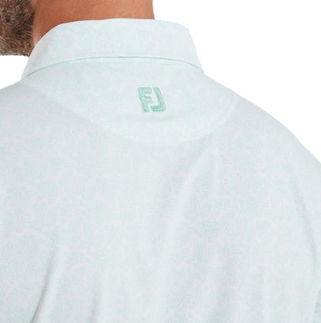 FootJoy Wingtip Floral Lisle Herren Poloshirt, white/sea glass
