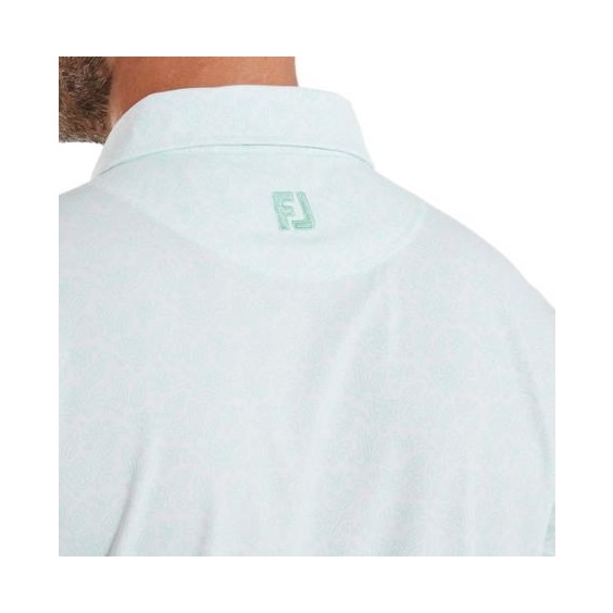 FootJoy Wingtip Floral Lisle Herren Poloshirt, white/sea glass