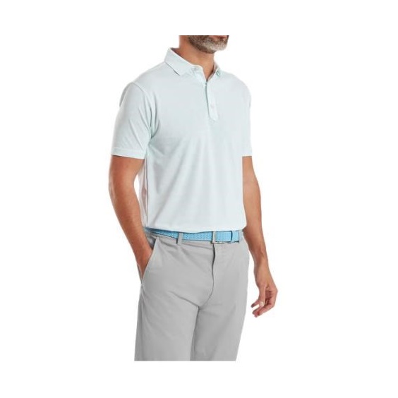 FootJoy Wingtip Floral Lisle Herren Poloshirt, white/sea glass