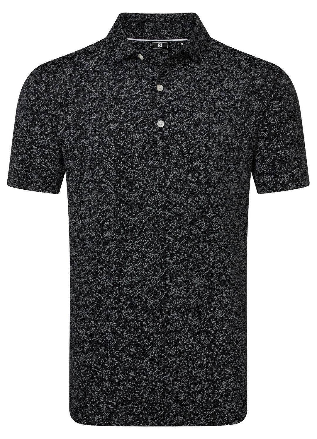 FootJoy Wingtip Floral Lisle Harren Poloshirt, schwarz