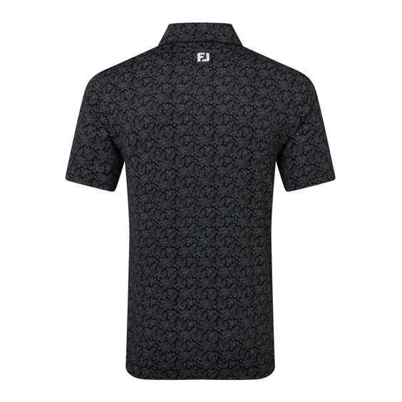 FootJoy Wingtip Floral Lisle Harren Poloshirt, schwarz