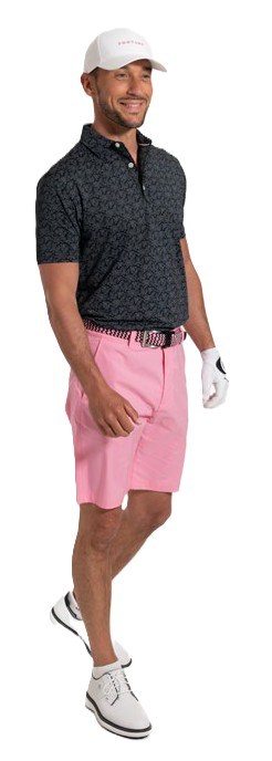 FootJoy Wingtip Floral Lisle Harren Poloshirt, schwarz
