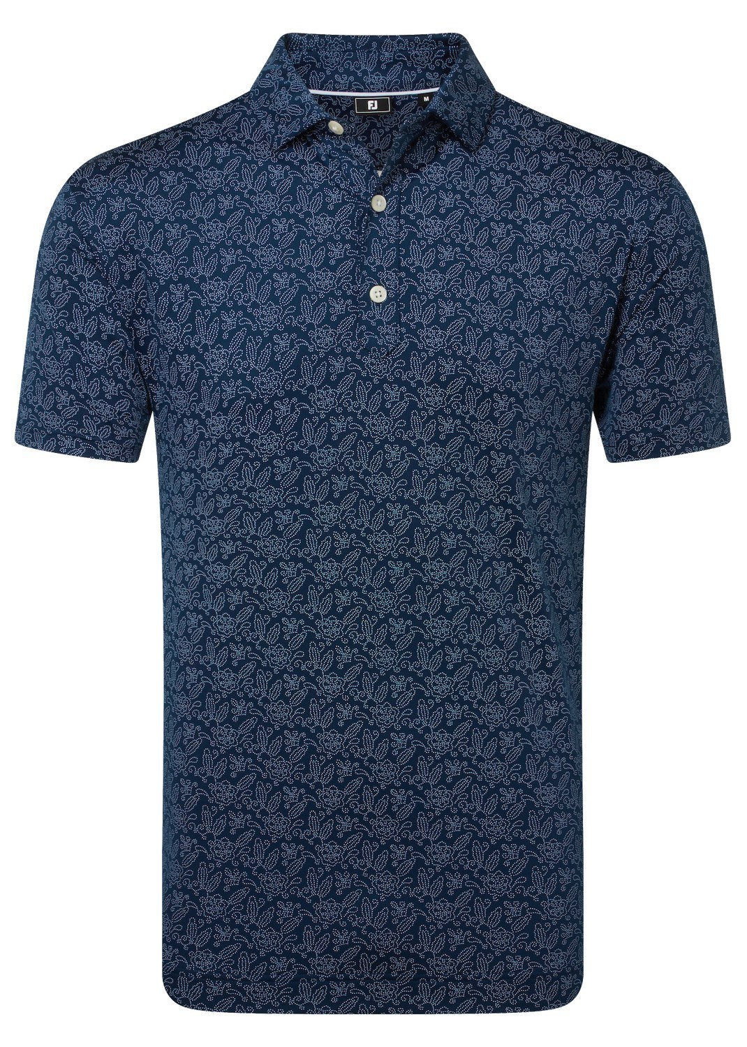FootJoy Wingtip Floral Lisle Herren Poloshirt, dunkelblau