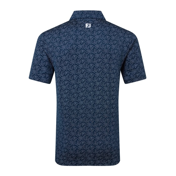 FootJoy Wingtip Floral Lisle Herren Poloshirt, dunkelblau