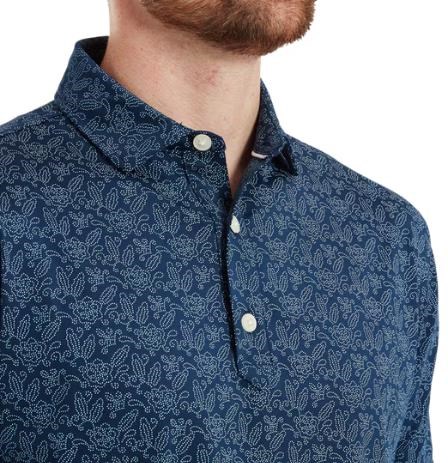 FootJoy Wingtip Floral Lisle Herren Poloshirt, dunkelblau