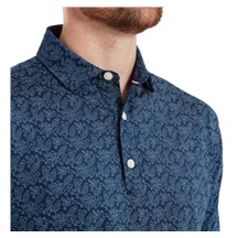 FootJoy Wingtip Floral Lisle Herren Poloshirt, dunkelblau