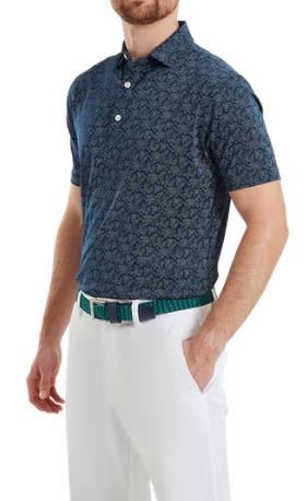 FootJoy Wingtip Floral Lisle Herren Poloshirt, dunkelblau