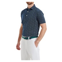 FootJoy Wingtip Floral Lisle Herren Poloshirt, dunkelblau