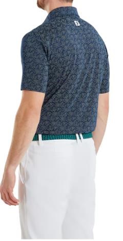 FootJoy Wingtip Floral Lisle Herren Poloshirt, dunkelblau