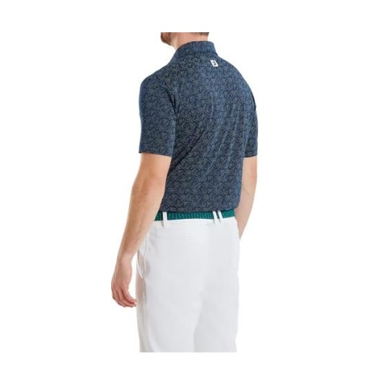 FootJoy Wingtip Floral Lisle Herren Poloshirt, dunkelblau