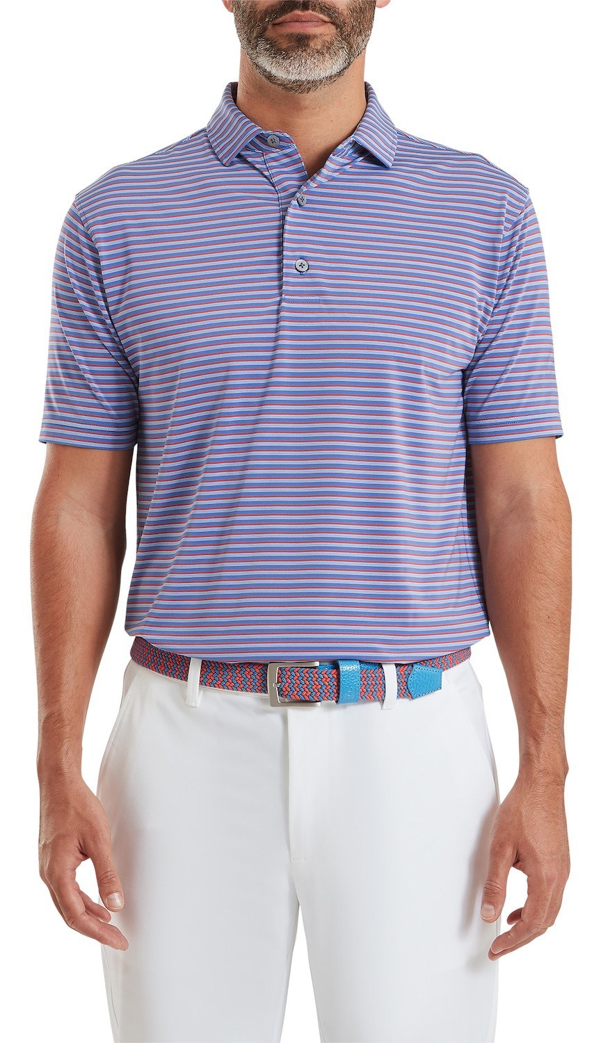 FootJoy Shadow Stripe Lisle Herren Poloshirt, coastal blue