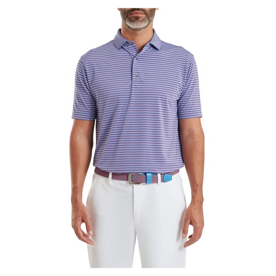 FootJoy Shadow Stripe Lisle Herren Poloshirt, coastal blue