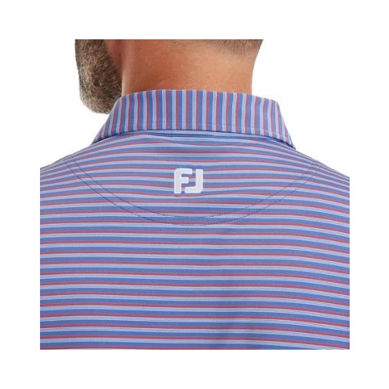 FootJoy Shadow Stripe Lisle Herren Poloshirt, coastal blue
