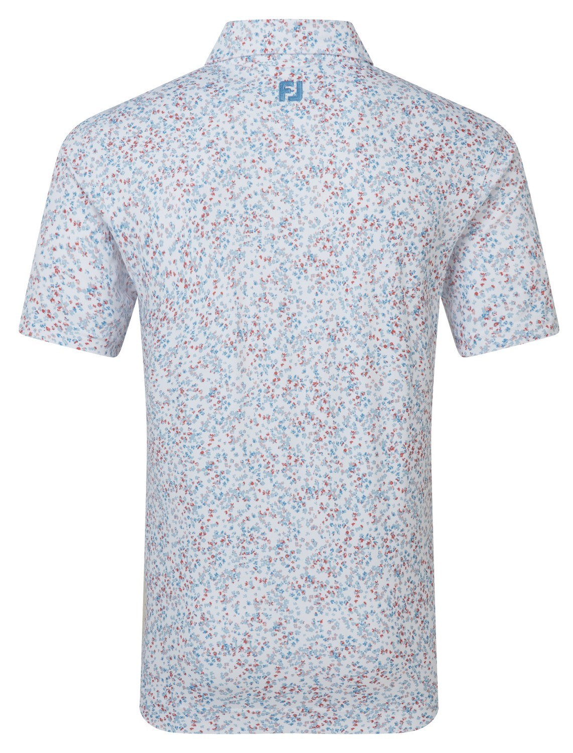 FootJoy Watercolour Floral Print Pique Herren Poloshirt, white/chambray/nantucket red