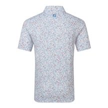 FootJoy Watercolour Floral Print Pique Herren Poloshirt, white/chambray/nantucket red