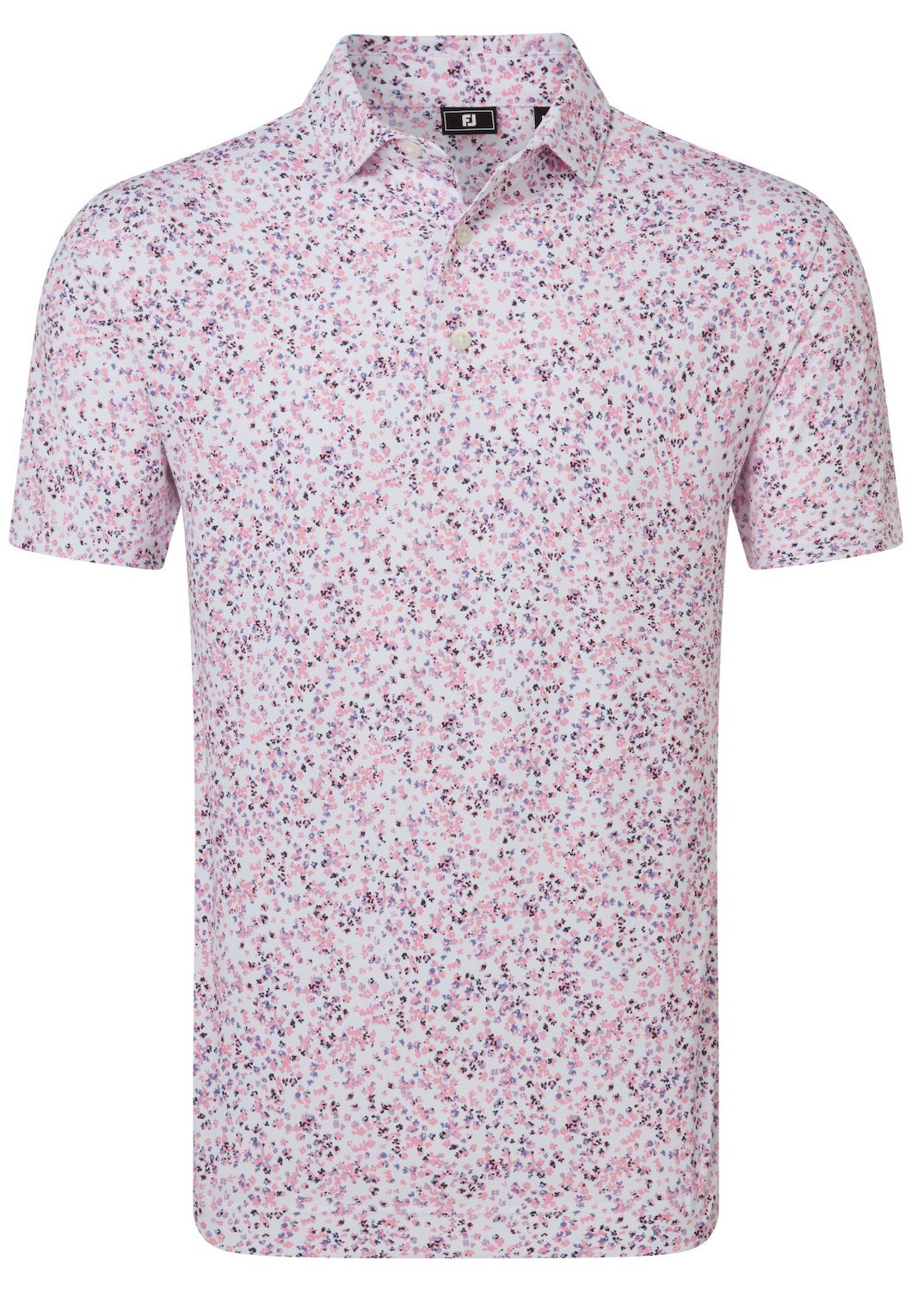 FootJoy Watercolour Floral Print Pique Herren Poloshirt, rosa/weiss pop/schwarz