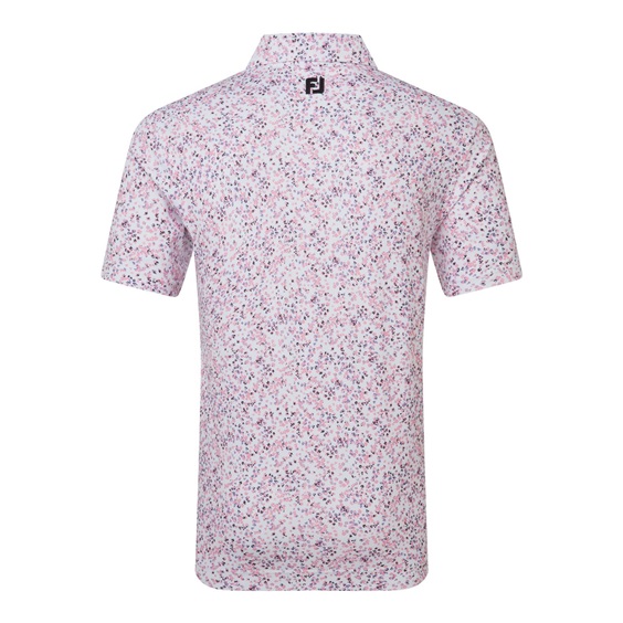 FootJoy Watercolour Floral Print Pique Herren Poloshirt, rosa/weiss pop/schwarz