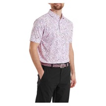 FootJoy Watercolour Floral Print Pique Herren Poloshirt, rosa/weiss pop/schwarz
