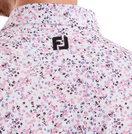 FootJoy Watercolour Floral Print Pique Herren Poloshirt, rosa/weiss pop/schwarz