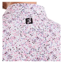 FootJoy Watercolour Floral Print Pique Herren Poloshirt, rosa/weiss pop/schwarz