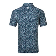 FootJoy Watercolour Floral Print Pique Herren Poloshirt, navy/sunshine/field green