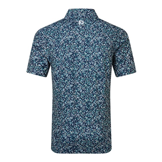 FootJoy Watercolour Floral Print Pique Herren Poloshirt, navy/sunshine/field green