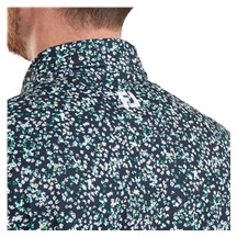 FootJoy Watercolour Floral Print Pique Herren Poloshirt, navy/sunshine/field green
