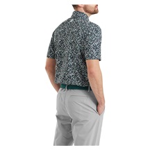 FootJoy Watercolour Floral Print Pique Herren Poloshirt, navy/sunshine/field green