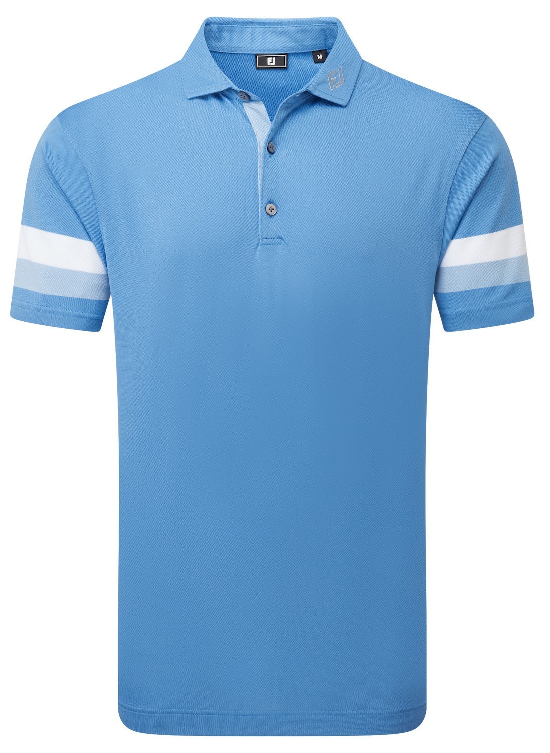 FootJoy Sleeve Stripe Pique Herren Poloshirt, coastal blau/chambray/weiss