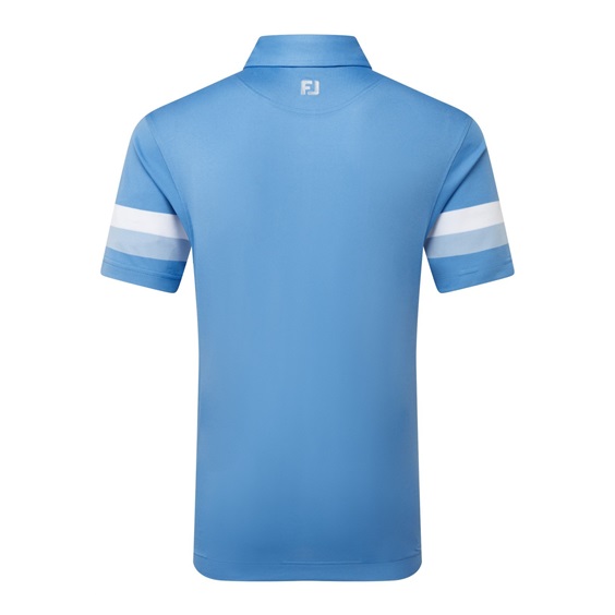 FootJoy Sleeve Stripe Pique Herren Poloshirt, coastal blau/chambray/weiss