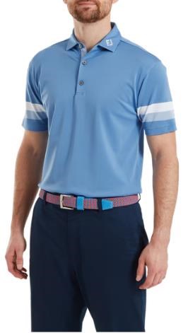 FootJoy Sleeve Stripe Pique Herren Poloshirt, coastal blau/chambray/weiss