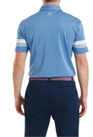 FootJoy Sleeve Stripe Pique Herren Poloshirt, coastal blau/chambray/weiss