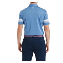 FootJoy Sleeve Stripe Pique Herren Poloshirt, coastal blau/chambray/weiss