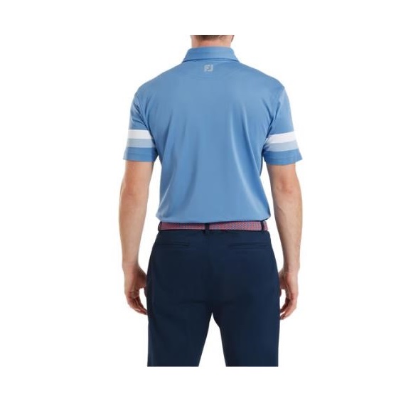 FootJoy Sleeve Stripe Pique Herren Poloshirt, coastal blau/chambray/weiss