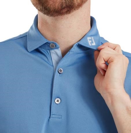 FootJoy Sleeve Stripe Pique Herren Poloshirt, coastal blau/chambray/weiss