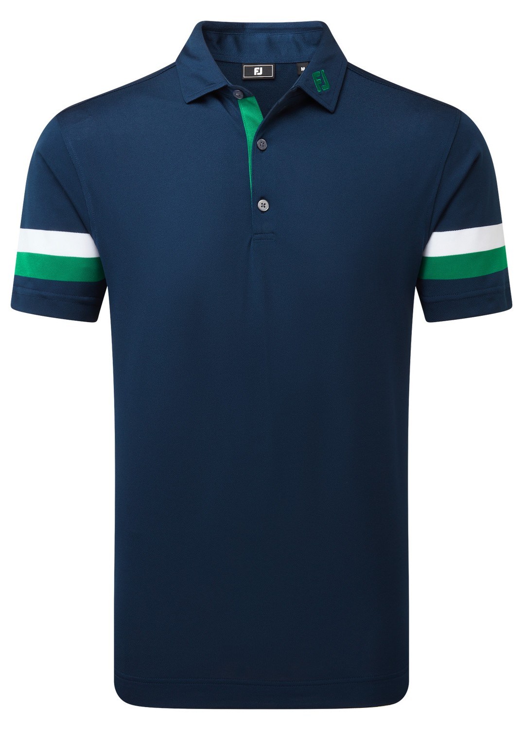 FootJoy Sleeve Stripe Pique Herren Poloshirt, navy/field green/white
