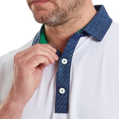 FootJoy Star Geo Trim Pique Herren Poloshirt, weiss