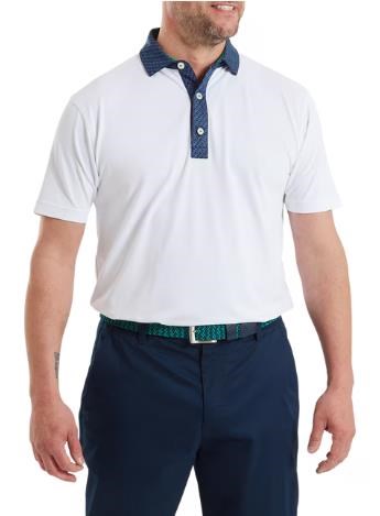 FootJoy Star Geo Trim Pique Herren Poloshirt, weiss