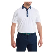 FootJoy Star Geo Trim Pique Herren Poloshirt, weiss